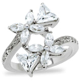 TK196 - High polished (no plating) Stainless Steel Ring with AAA Grade CZ in Clear - Alamode - Flyclothing LLC