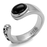 TK1971 - High polished (no plating) Stainless Steel Ring with Synthetic Onyx in Jet - Alamode - Flyclothing LLC