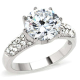 TK197 - High polished (no plating) Stainless Steel Ring with AAA Grade CZ in Clear - Alamode - Flyclothing LLC