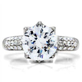 TK197 - High polished (no plating) Stainless Steel Ring with AAA Grade CZ in Clear - Alamode - Flyclothing LLC