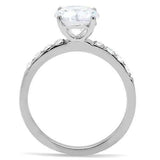 TK198 - High polished (no plating) Stainless Steel Ring with AAA Grade CZ in Clear - Alamode - Flyclothing LLC