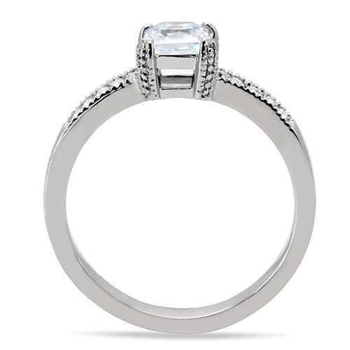 TK199 - High polished (no plating) Stainless Steel Ring with AAA Grade CZ in Clear - Alamode - Flyclothing LLC