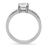 TK199 - High polished (no plating) Stainless Steel Ring with AAA Grade CZ in Clear - Alamode - Flyclothing LLC