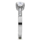 TK199 - High polished (no plating) Stainless Steel Ring with AAA Grade CZ in Clear - Alamode - Flyclothing LLC