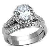 TK1W163 - High polished (no plating) Stainless Steel Ring with AAA Grade CZ in Clear - Alamode - Flyclothing LLC