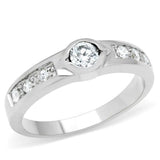 TK200 - High polished (no plating) Stainless Steel Ring with AAA Grade CZ in Clear - Alamode - Flyclothing LLC
