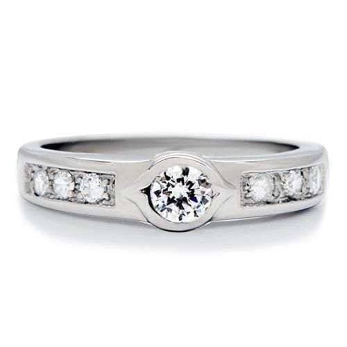 TK200 - High polished (no plating) Stainless Steel Ring with AAA Grade CZ in Clear - Alamode - Flyclothing LLC