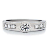 TK200 - High polished (no plating) Stainless Steel Ring with AAA Grade CZ in Clear - Alamode - Flyclothing LLC