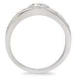 TK200 - High polished (no plating) Stainless Steel Ring with AAA Grade CZ in Clear - Alamode - Flyclothing LLC