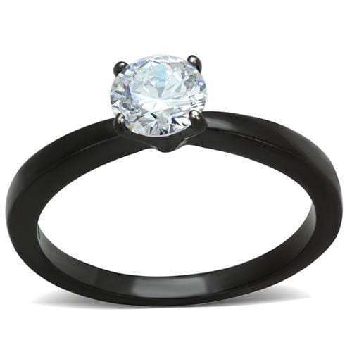 TK2013 - IP Black(Ion Plating) Stainless Steel Ring with AAA Grade CZ in Clear - Alamode - Flyclothing LLC