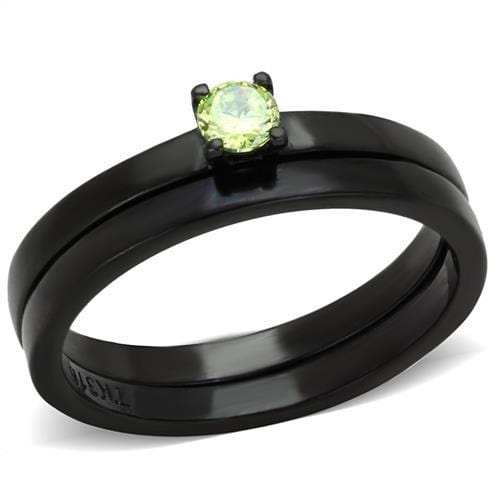 TK2015 - IP Black(Ion Plating) Stainless Steel Ring with AAA Grade CZ in Apple Green color - Alamode - Flyclothing LLC