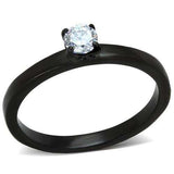 TK2016 - IP Black(Ion Plating) Stainless Steel Ring with AAA Grade CZ in Clear - Alamode - Flyclothing LLC