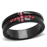 TK2017 - IP Black(Ion Plating) Stainless Steel Ring with Top Grade Crystal in Rose - Alamode - Flyclothing LLC