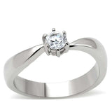 TK201 - High polished (no plating) Stainless Steel Ring with AAA Grade CZ in Clear - Alamode - Flyclothing LLC