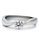 TK201 - High polished (no plating) Stainless Steel Ring with AAA Grade CZ in Clear - Alamode - Flyclothing LLC