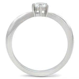 TK201 - High polished (no plating) Stainless Steel Ring with AAA Grade CZ in Clear - Alamode - Flyclothing LLC