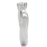 TK201 - High polished (no plating) Stainless Steel Ring with AAA Grade CZ in Clear - Alamode - Flyclothing LLC