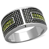 TK2022 - High polished (no plating) Stainless Steel Ring with Top Grade Crystal in Olivine color - Alamode - Flyclothing LLC