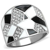 TK2024 - High polished (no plating) Stainless Steel Ring with Top Grade Crystal in Clear - Alamode - Flyclothing LLC