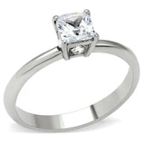 TK202 - High polished (no plating) Stainless Steel Ring with AAA Grade CZ in Clear - Alamode - Flyclothing LLC