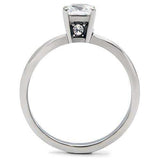 TK202 - High polished (no plating) Stainless Steel Ring with AAA Grade CZ in Clear - Alamode - Flyclothing LLC