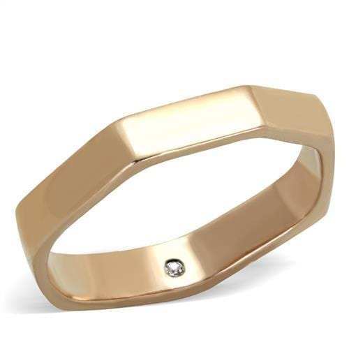 TK2030 - IP Rose Gold(Ion Plating) Stainless Steel Ring with Top Grade Crystal in Clear - Alamode - Flyclothing LLC