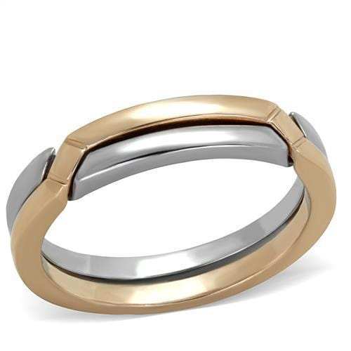 TK2031 - Two-Tone IP Rose Gold Stainless Steel Ring with No Stone - Alamode - Flyclothing LLC