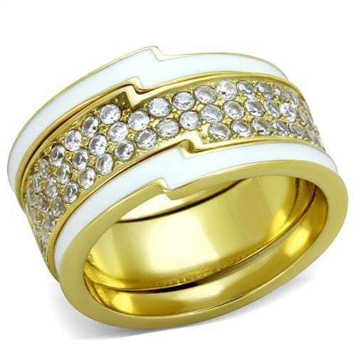 TK2035 - IP Gold(Ion Plating) Stainless Steel Ring with AAA Grade CZ in Clear - Alamode - Flyclothing LLC