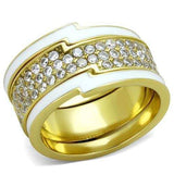 TK2035 - IP Gold(Ion Plating) Stainless Steel Ring with AAA Grade CZ in Clear - Alamode - Flyclothing LLC