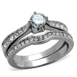 TK2039 - High polished (no plating) Stainless Steel Ring with AAA Grade CZ in Clear - Alamode - Flyclothing LLC