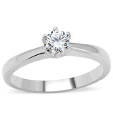TK203 - High polished (no plating) Stainless Steel Ring with AAA Grade CZ in Clear - Alamode - Flyclothing LLC