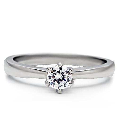 TK203 - High polished (no plating) Stainless Steel Ring with AAA Grade CZ in Clear - Alamode - Flyclothing LLC