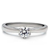 TK203 - High polished (no plating) Stainless Steel Ring with AAA Grade CZ in Clear - Alamode - Flyclothing LLC