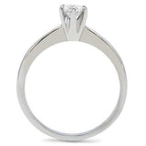 TK203 - High polished (no plating) Stainless Steel Ring with AAA Grade CZ in Clear - Alamode - Flyclothing LLC