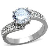 TK2040 - High polished (no plating) Stainless Steel Ring with AAA Grade CZ in Clear - Alamode - Flyclothing LLC