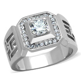 TK2046 - High polished (no plating) Stainless Steel Ring with AAA Grade CZ in Clear - Alamode - Flyclothing LLC