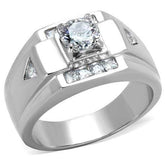 TK2052 - High polished (no plating) Stainless Steel Ring with AAA Grade CZ in Clear - Alamode - Flyclothing LLC