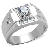 TK2052 - High polished (no plating) Stainless Steel Ring with AAA Grade CZ in Clear - Alamode - Flyclothing LLC