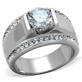 TK2054 - High polished (no plating) Stainless Steel Ring with AAA Grade CZ in Clear - Alamode - Flyclothing LLC