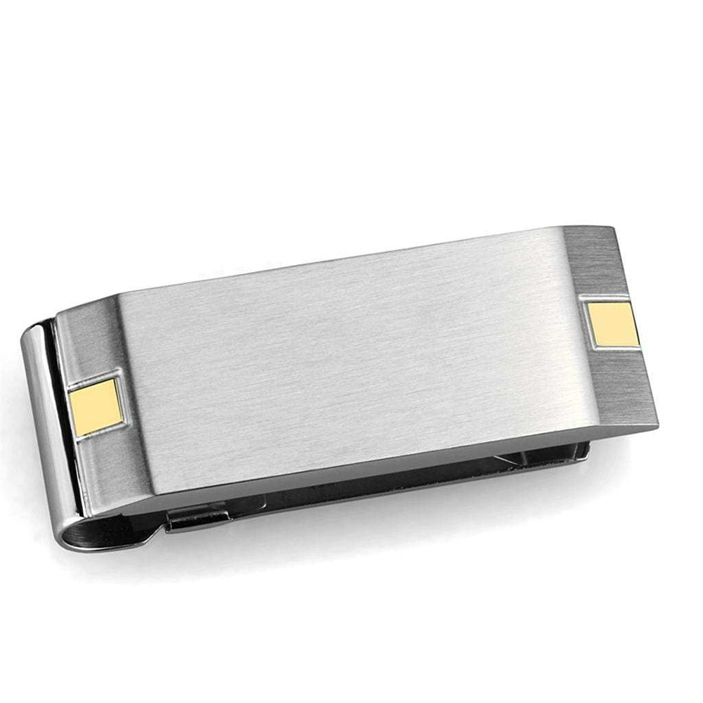 TK2069 - Two-Tone IP Gold (Ion Plating) Stainless Steel Money clip with No Stone - Alamode - Flyclothing LLC