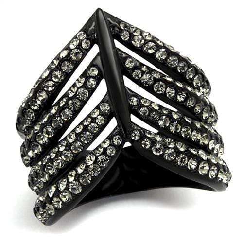 TK2097 - IP Black(Ion Plating) Stainless Steel Ring with Top Grade Crystal in Black Diamond - Alamode - Flyclothing LLC