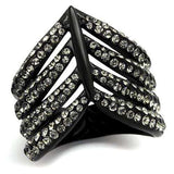 TK2097 - IP Black(Ion Plating) Stainless Steel Ring with Top Grade Crystal in Black Diamond - Alamode - Flyclothing LLC