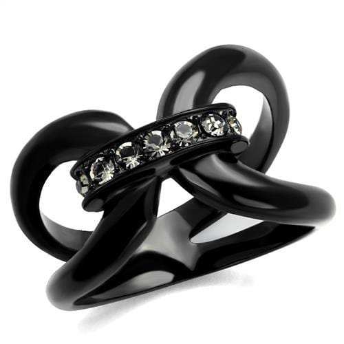 TK2098 - IP Black(Ion Plating) Stainless Steel Ring with Top Grade Crystal in Black Diamond - Alamode - Flyclothing LLC