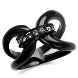 TK2098 - IP Black(Ion Plating) Stainless Steel Ring with Top Grade Crystal in Black Diamond - Alamode - Flyclothing LLC