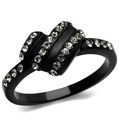 TK2100 - IP Black(Ion Plating) Stainless Steel Ring with Top Grade Crystal in Black Diamond - Alamode - Flyclothing LLC