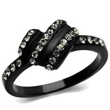 TK2100 - IP Black(Ion Plating) Stainless Steel Ring with Top Grade Crystal in Black Diamond - Alamode - Flyclothing LLC