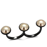 TK2104 - IP Black(Ion Plating) Stainless Steel Ring with Synthetic Pearl in Metallic Light Gold - Alamode - Flyclothing LLC