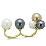 TK2108 - IP Gold(Ion Plating) Stainless Steel Ring with Synthetic Pearl in Multi Color - Alamode - Flyclothing LLC