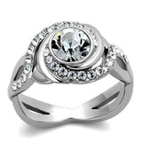 TK2111 - High polished (no plating) Stainless Steel Ring with Top Grade Crystal in Clear - Alamode - Flyclothing LLC
