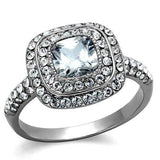 TK2114 - High polished (no plating) Stainless Steel Ring with AAA Grade CZ in Clear - Alamode - Flyclothing LLC